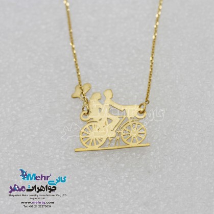 گردنبند طلا - طرح دوچرخه سواری عاشقانه-SM0487